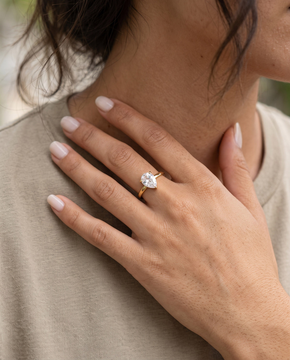 Pear CZ Adjustable Wrap Ring