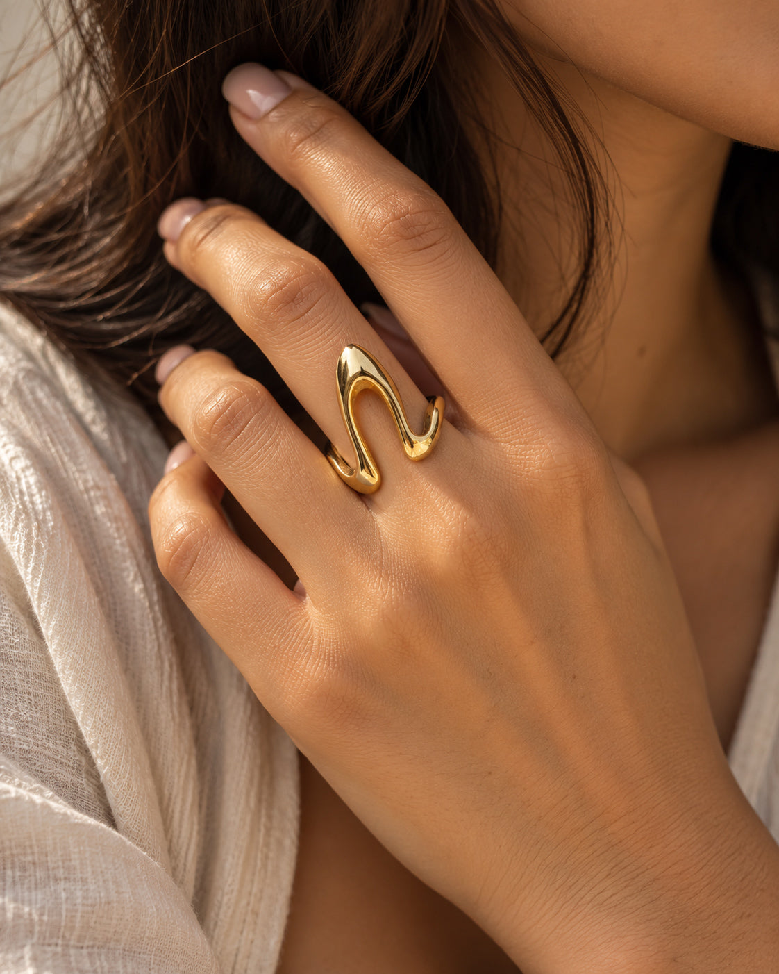 Liquid Wave Open Statement Ring