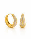 Pave CZ Teardrop Huggie Hoop Earrings