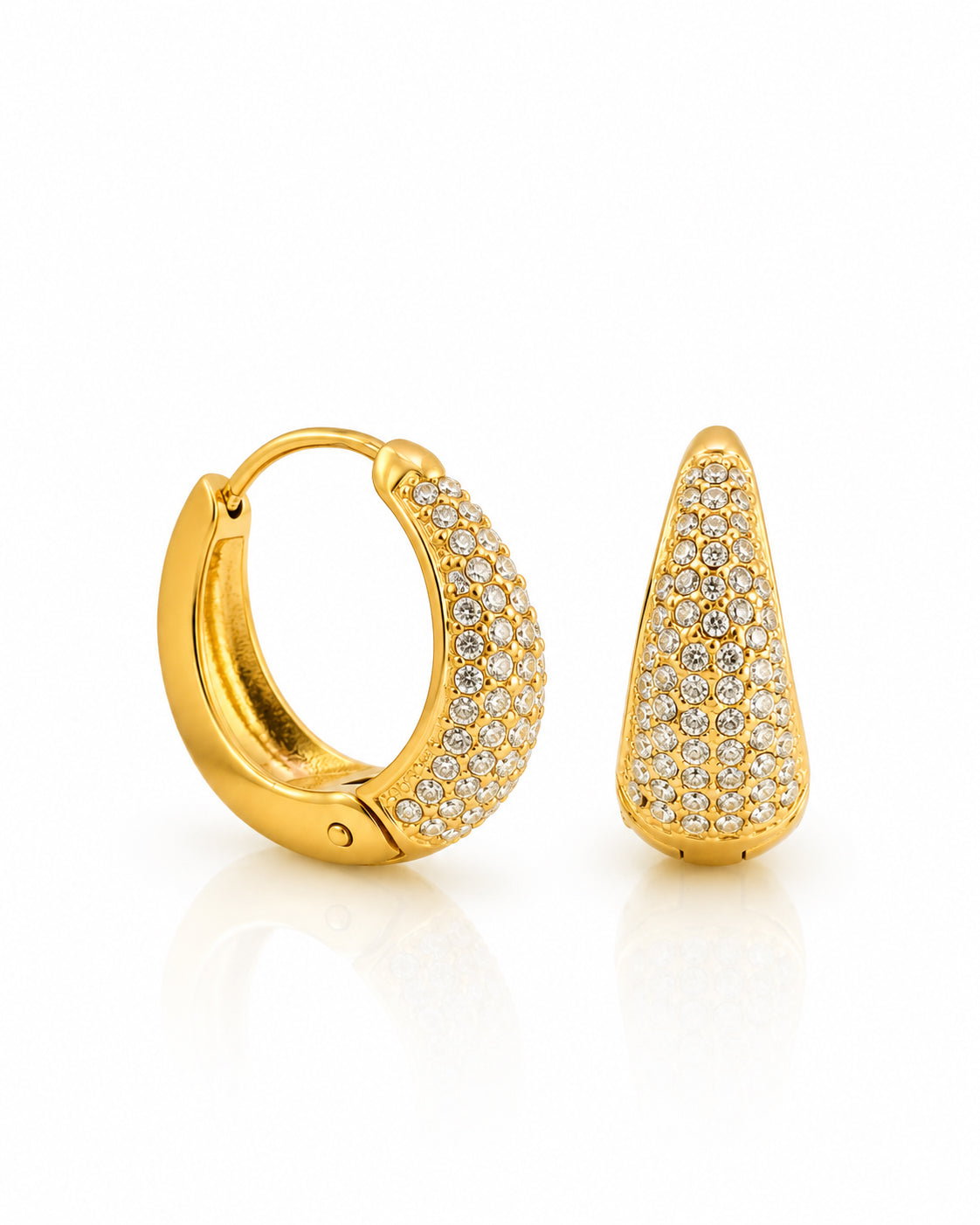 Pave CZ Teardrop Huggie Hoop Earrings