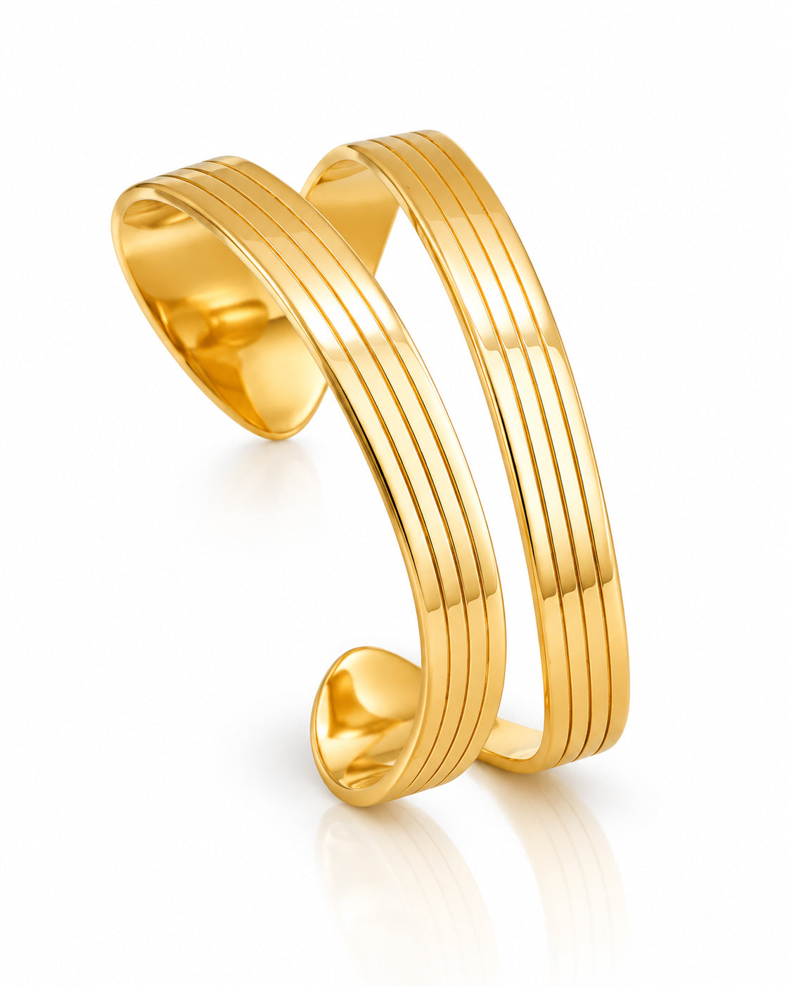Ridged Column Open Cuff Bracelet