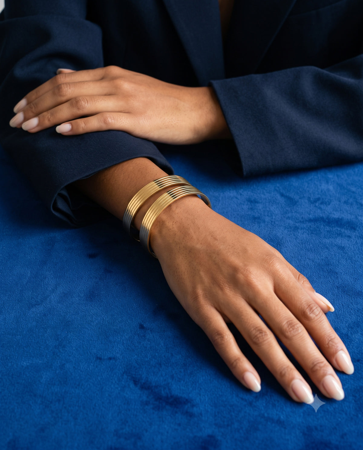 Ridged Column Open Cuff Bracelet