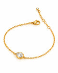 Pear CZ Bezel Solitaire Chain Bracelet