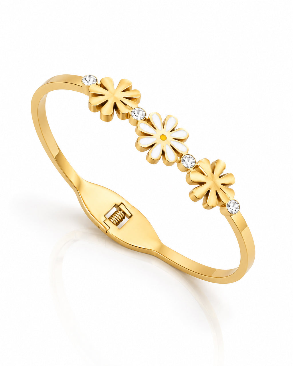 Daisy CZ Trio Spring Cuff Bracelet