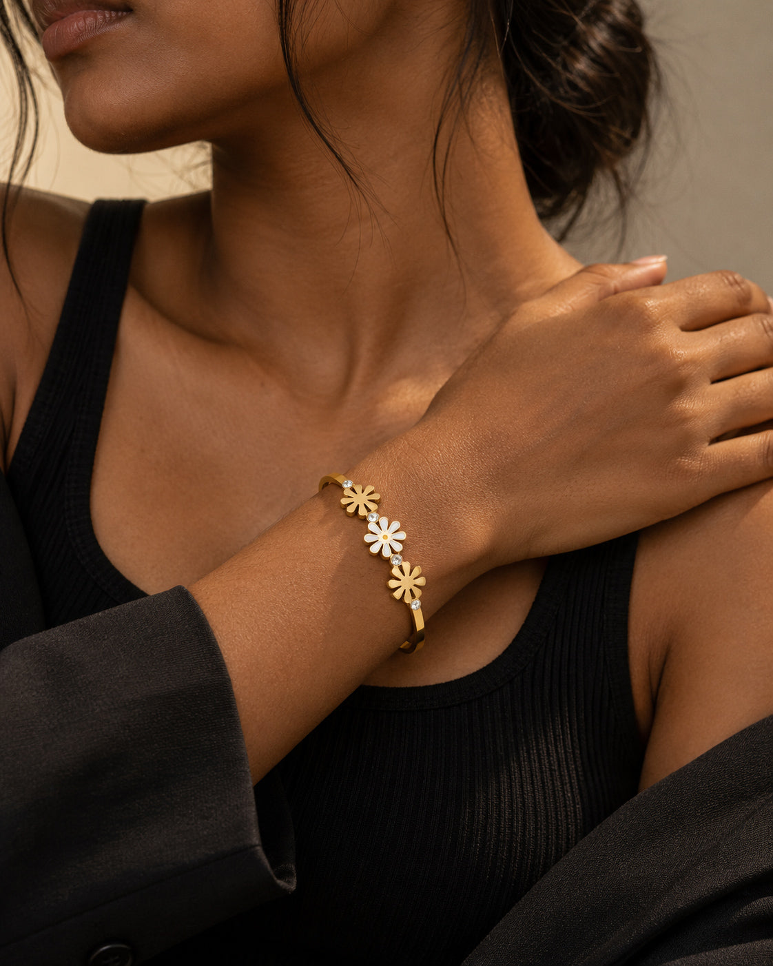 Daisy CZ Trio Spring Cuff Bracelet