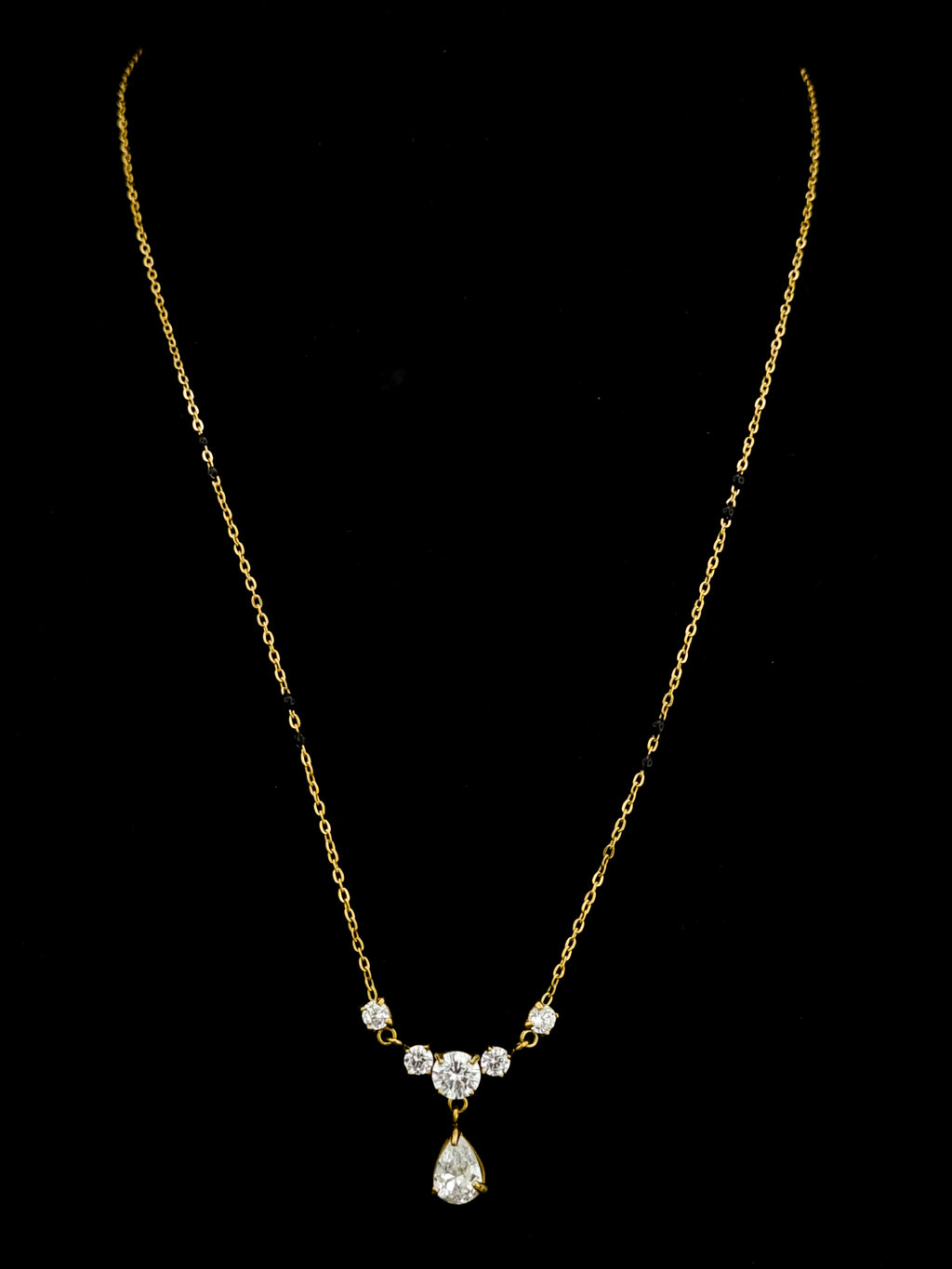 CZ Pear Drop Black Bead Mangalsutra