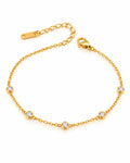 Bezel CZ Station Chain Bracelet