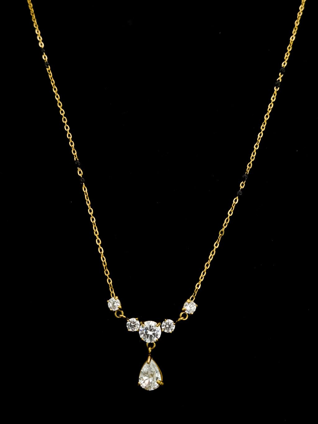 CZ Pear Drop Black Bead Mangalsutra