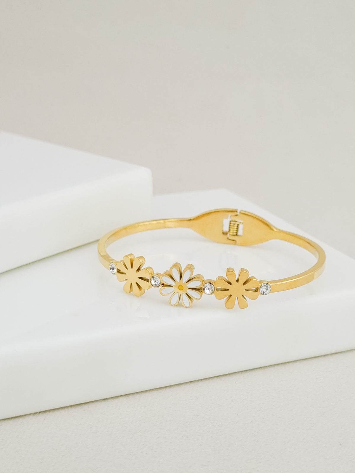 Daisy CZ Trio Spring Cuff Bracelet