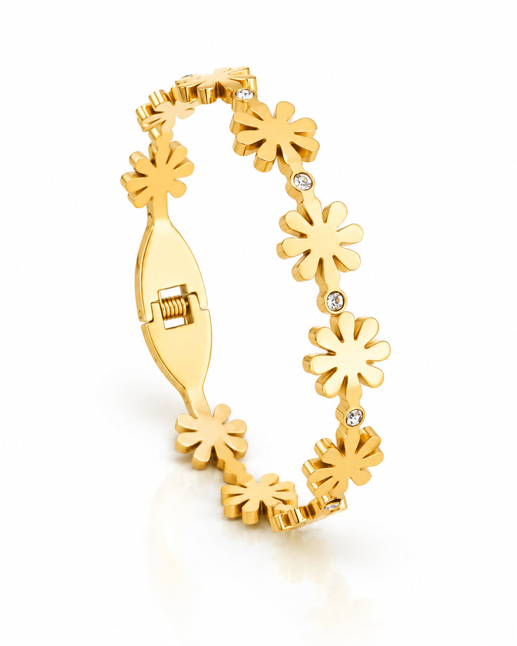 Daisy CZ Row Spring Cuff Bracelet