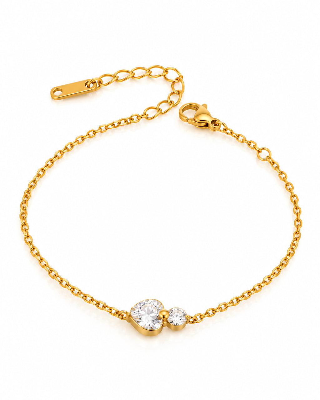Duo Round CZ Station Chain Bracelet