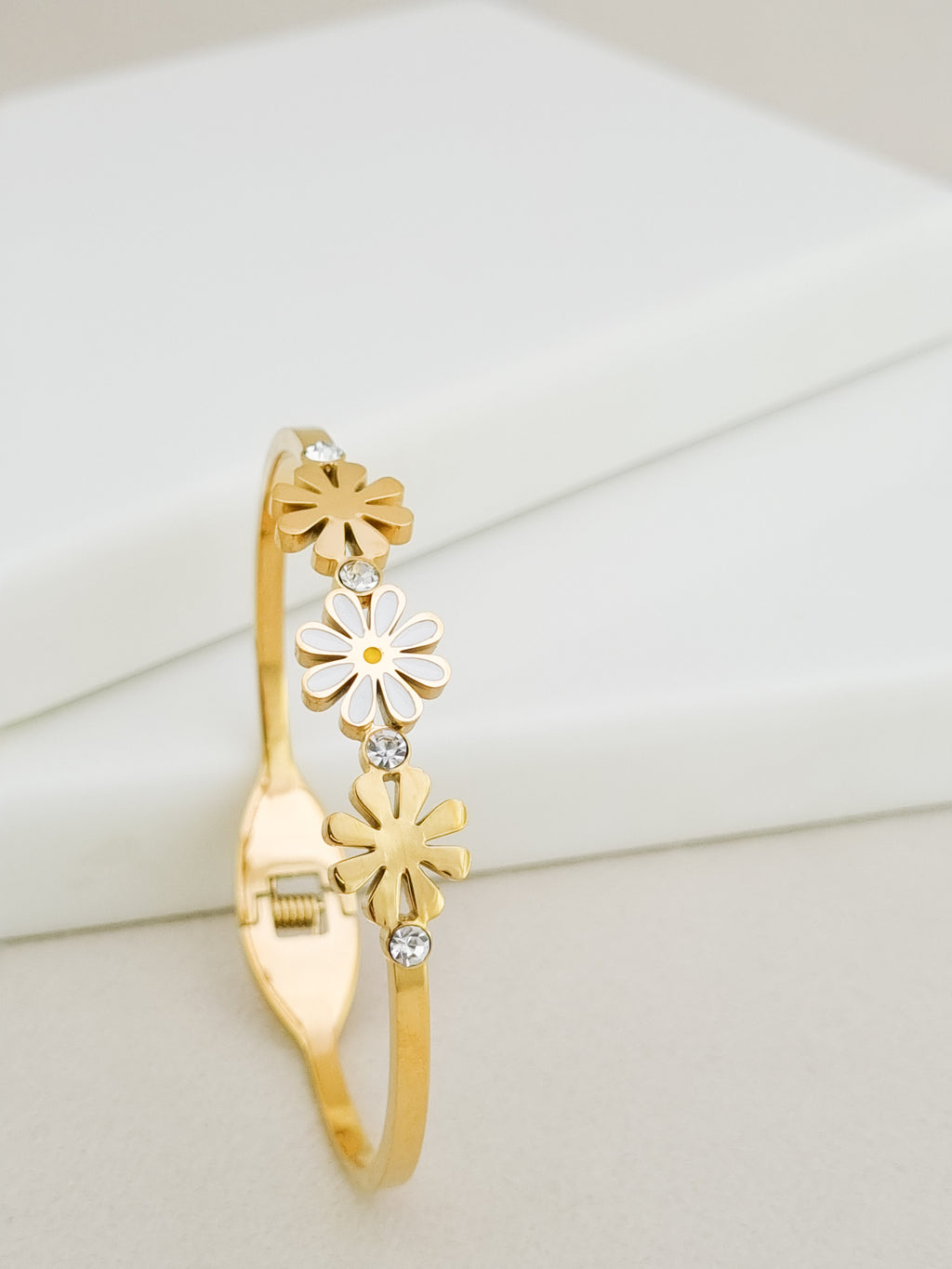 Daisy CZ Trio Spring Cuff Bracelet