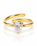 Pear CZ Adjustable Wrap Ring