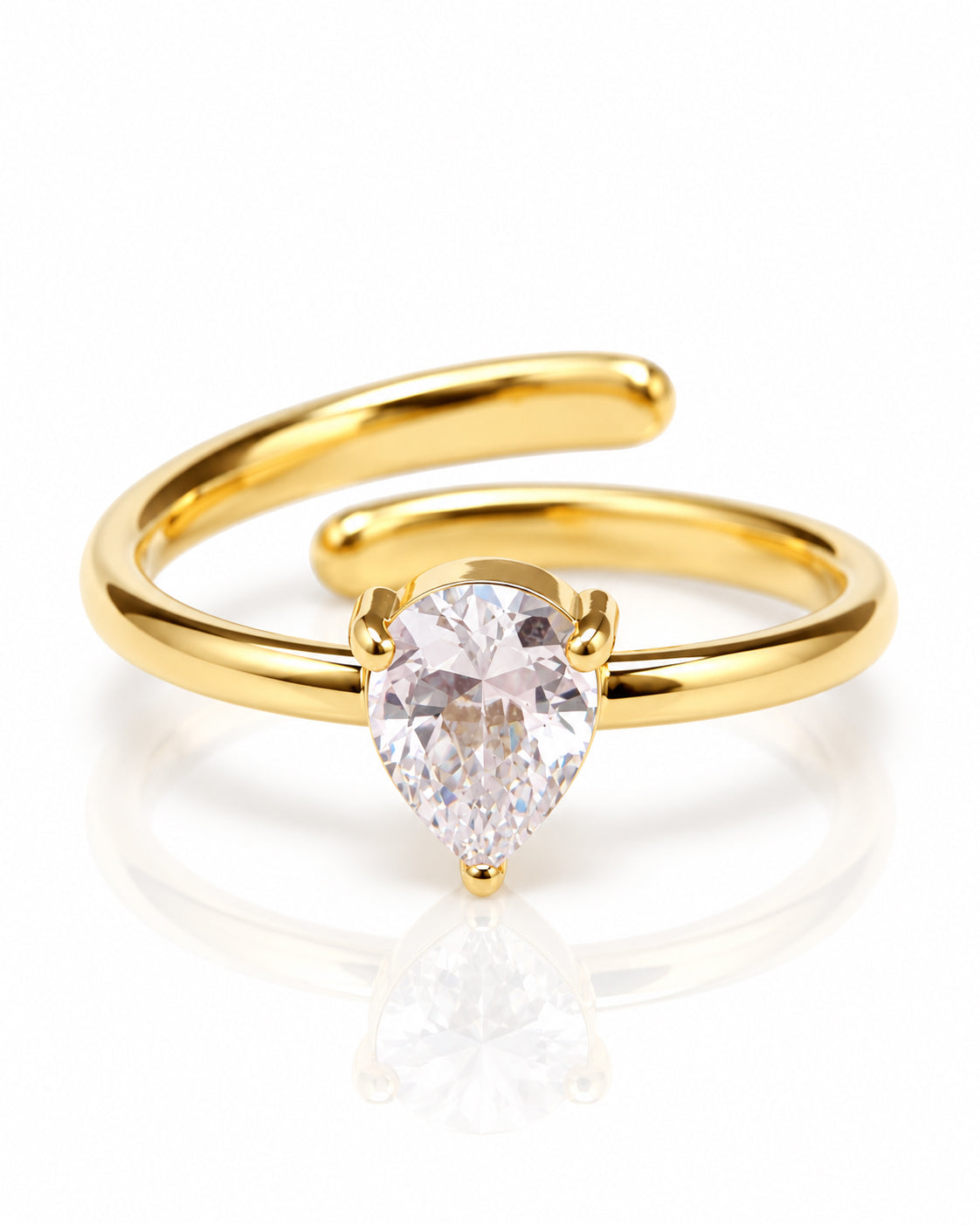 Pear CZ Adjustable Wrap Ring