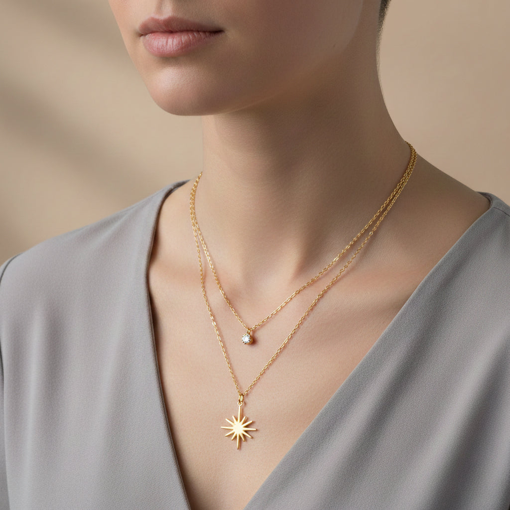 Starfall Double-Layered Necklace – Anti-Tarnish, 18K Gold Plated & Waterproof