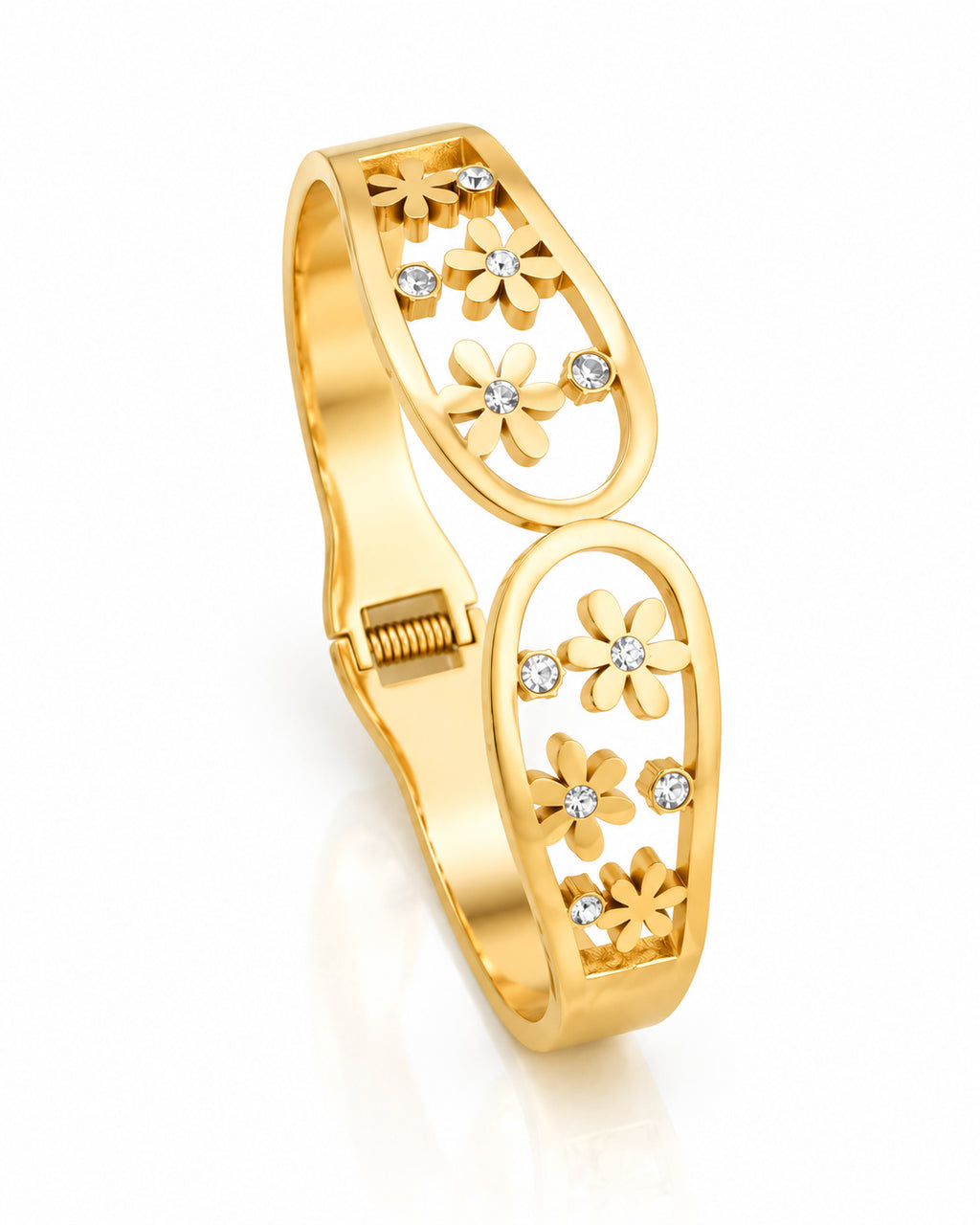 Daisy CZ Garden Spring Cuff Bracelet