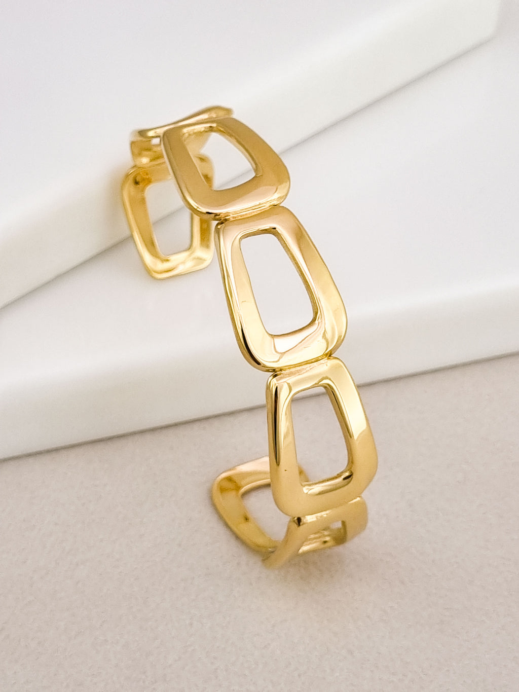 Linked Square Frame Cuff Bracelet