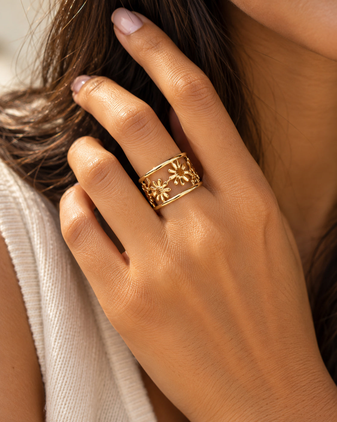 Daisy Chain Open Cuff Ring