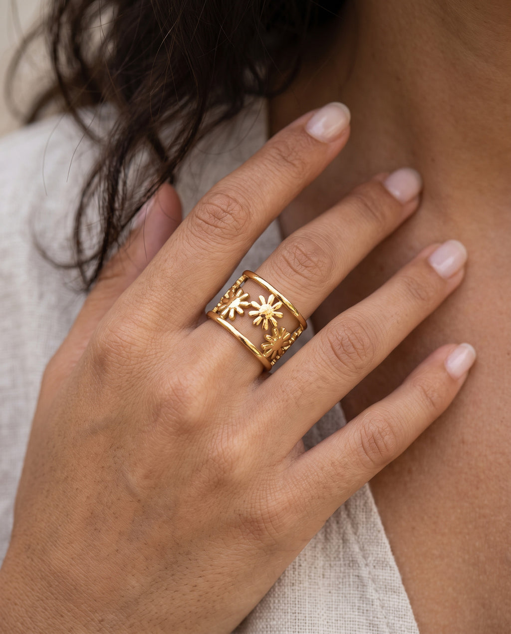 Daisy Chain Open Cuff Ring