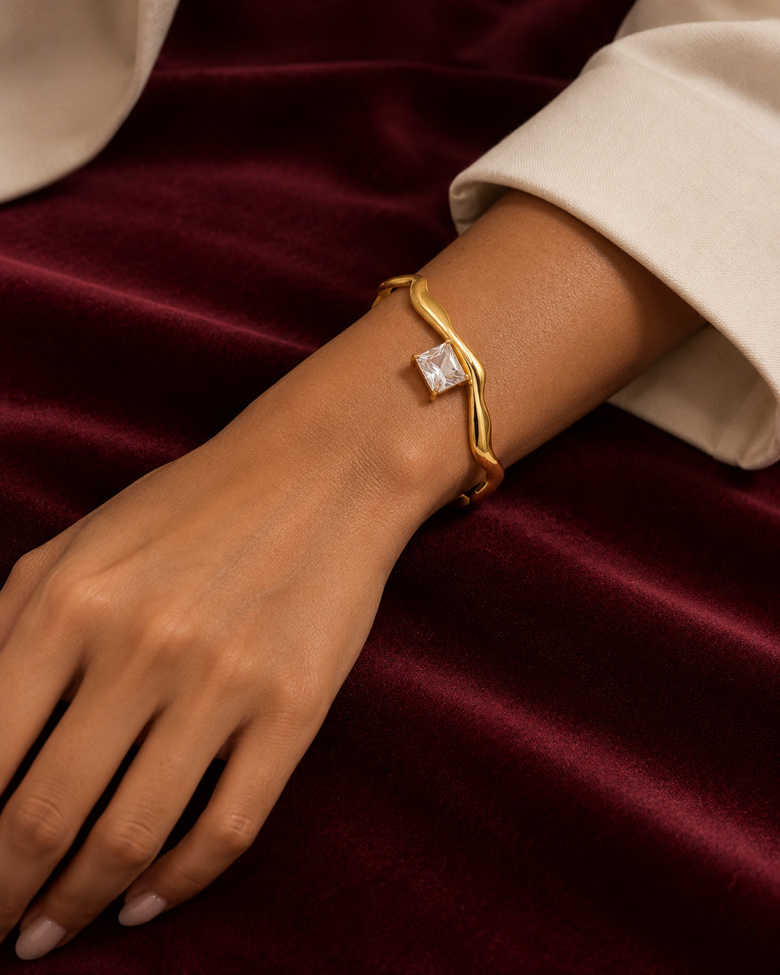 Molten Crystal Square Cuff Bracelet