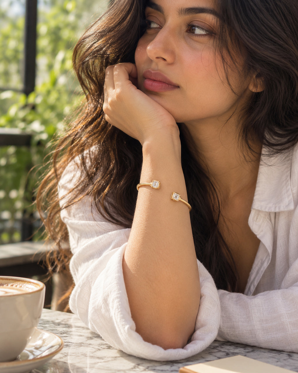 Baguette CZ Twin Open Cuff Bracelet