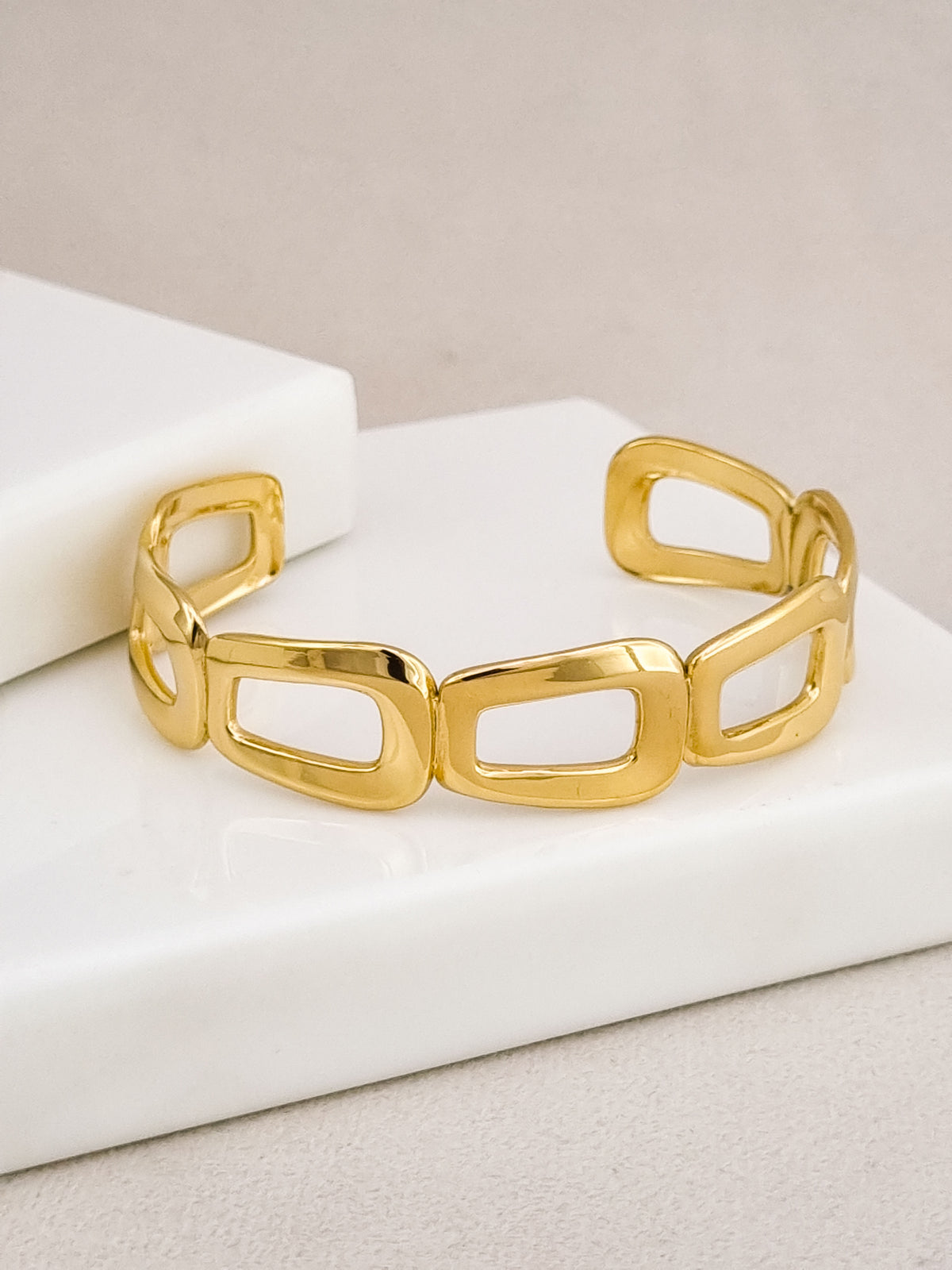Linked Square Frame Cuff Bracelet