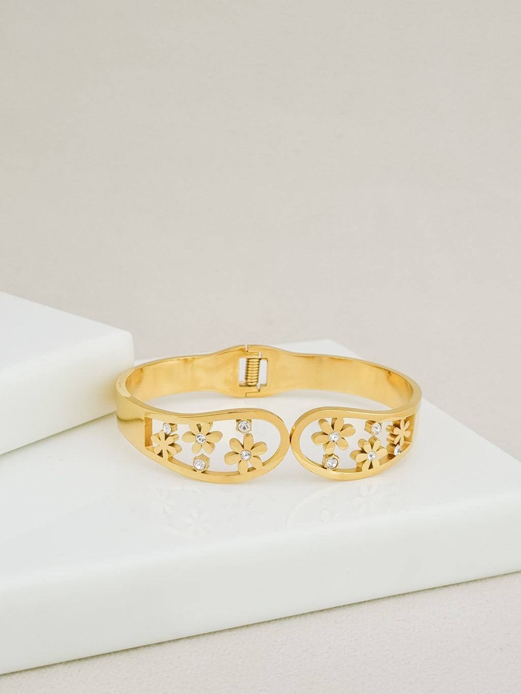 Daisy CZ Garden Spring Cuff Bracelet