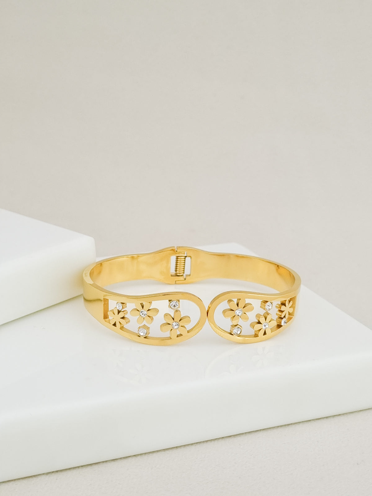 Daisy CZ Garden Spring Cuff Bracelet