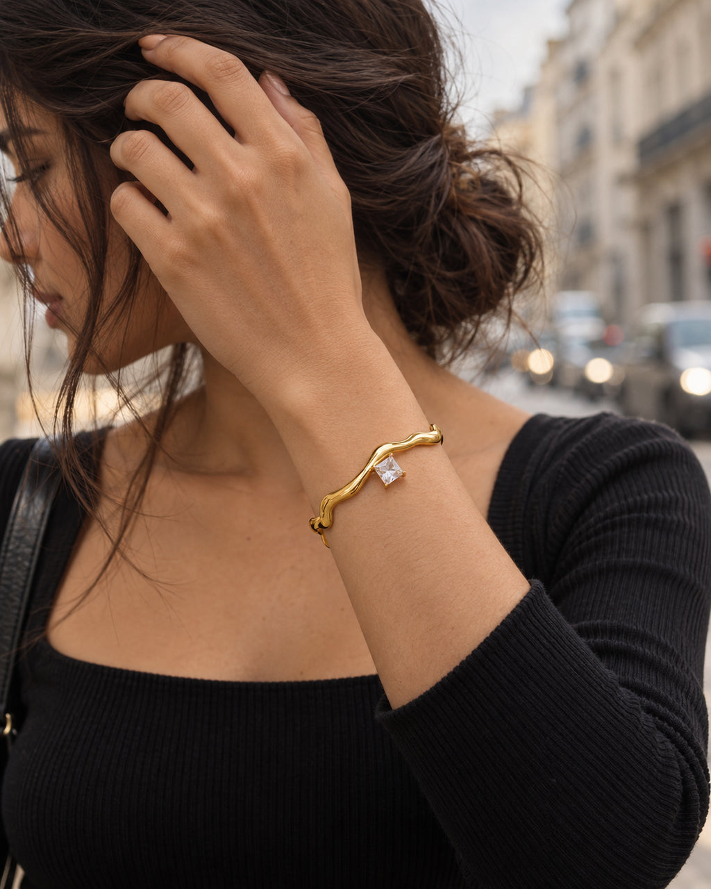 Molten Crystal Square Cuff Bracelet