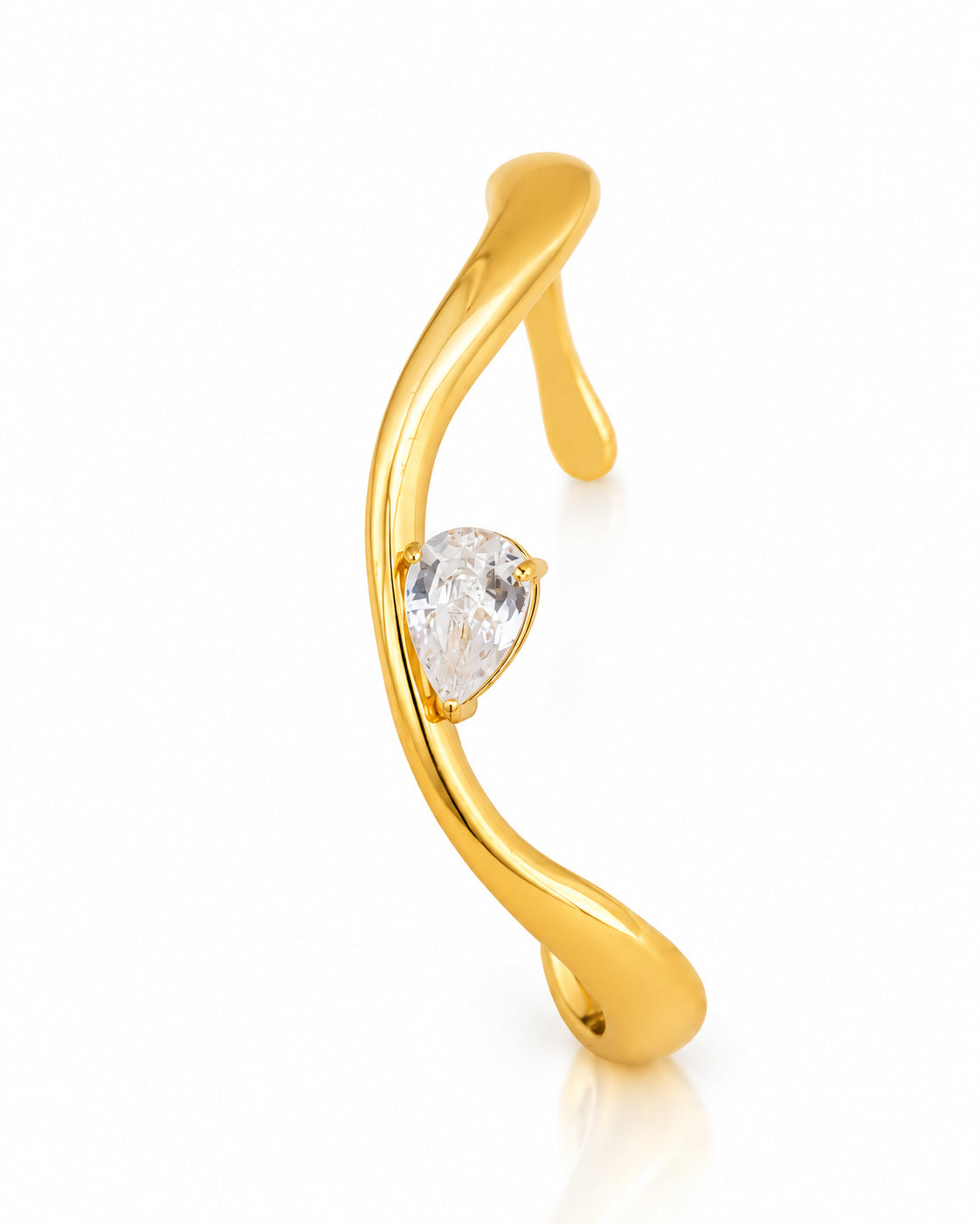 Molten Pear CZ Open Cuff Bracelet