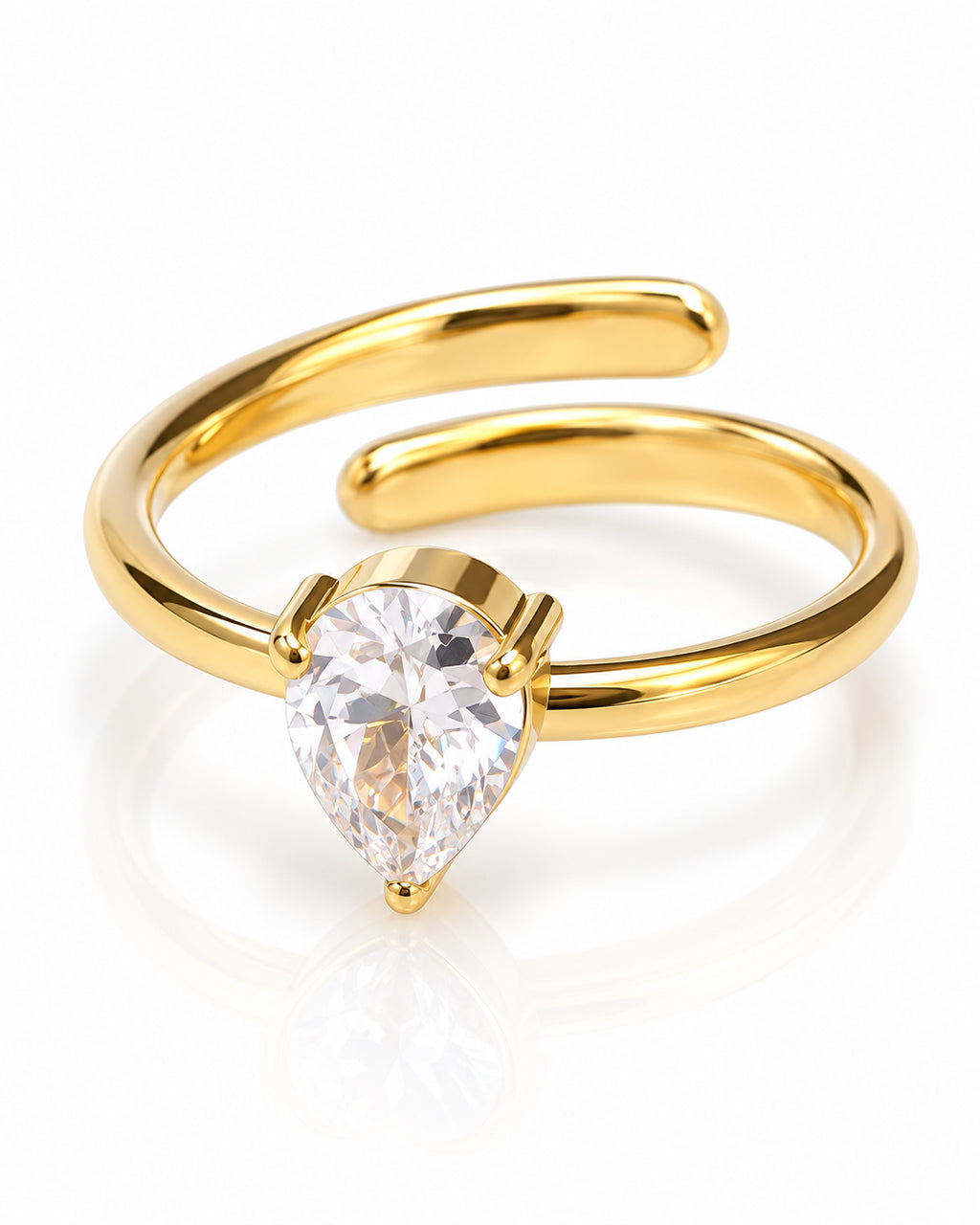 Pear CZ Adjustable Wrap Ring