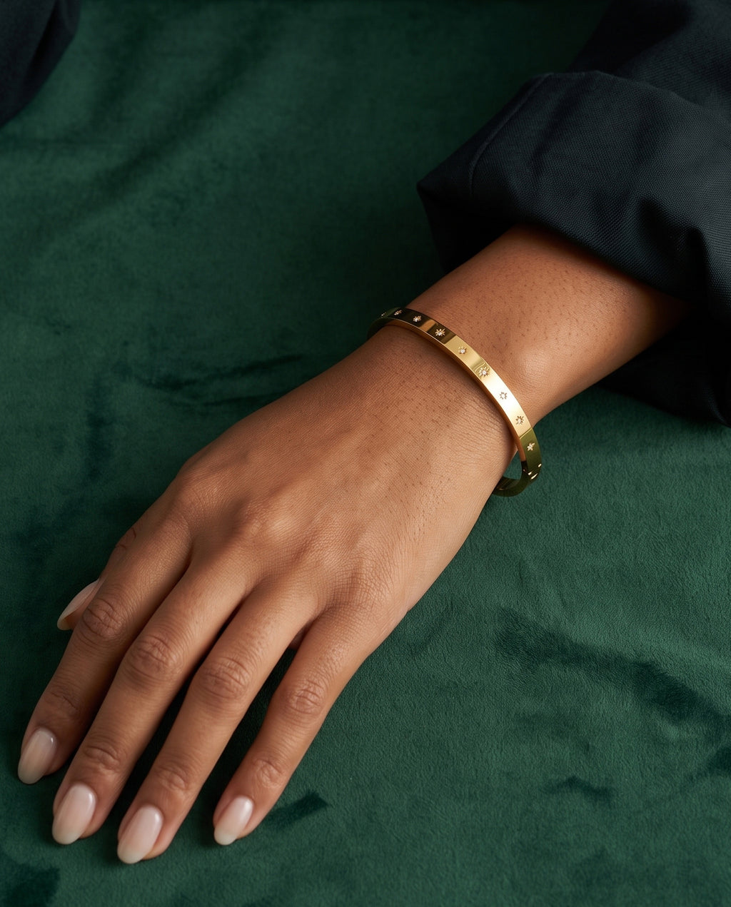 Stellar CZ Star Side Lock Cuff Bracelet