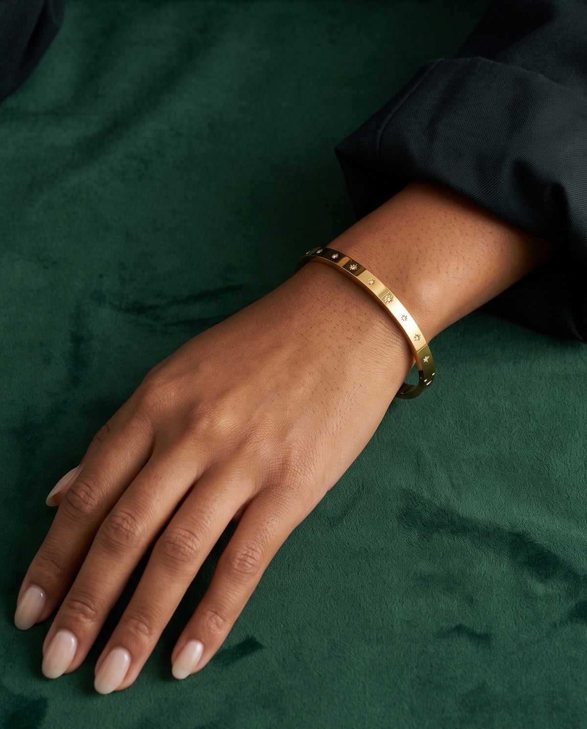 Stellar CZ Star Side Lock Cuff Bracelet