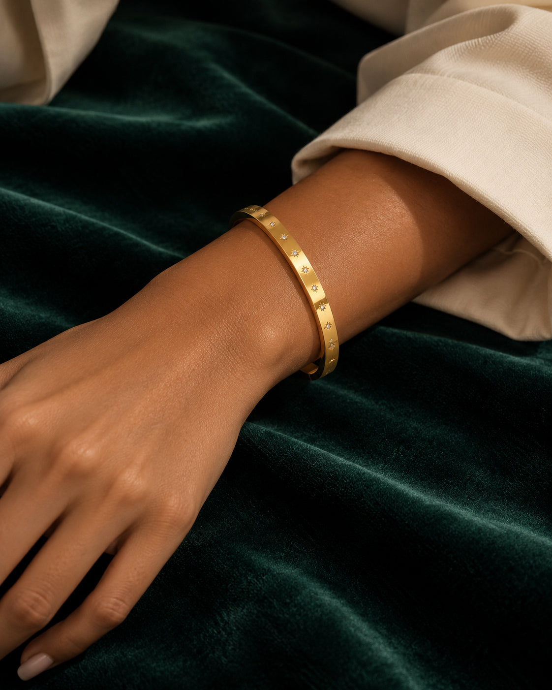 Stellar CZ Star Side Lock Cuff Bracelet