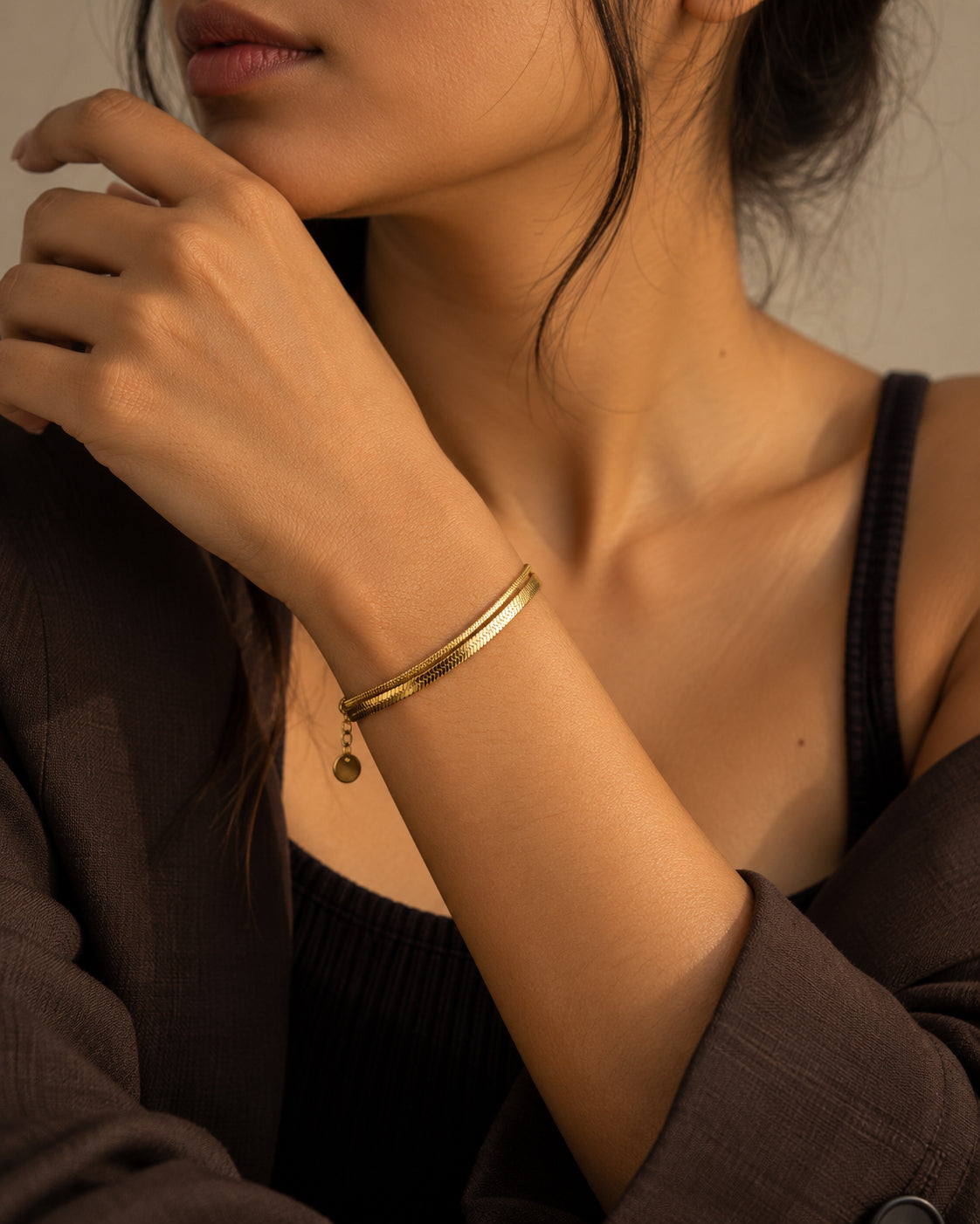 Double Herringbone Snake Chain Bracelet