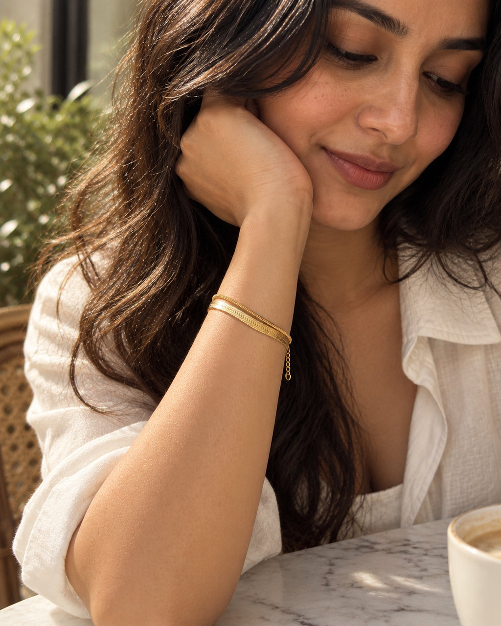 Double Herringbone Snake Chain Bracelet