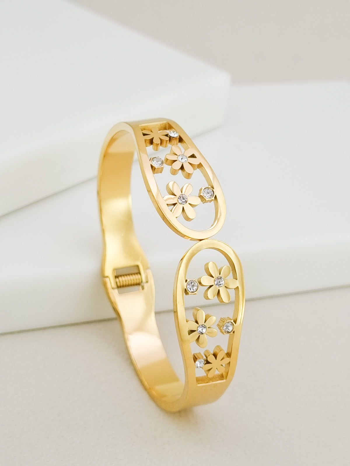 Daisy CZ Garden Spring Cuff Bracelet