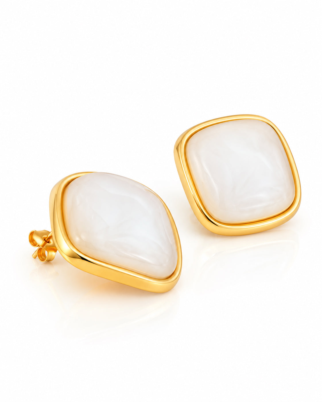 Cognac Resin Cushion Statement Stud Earrings