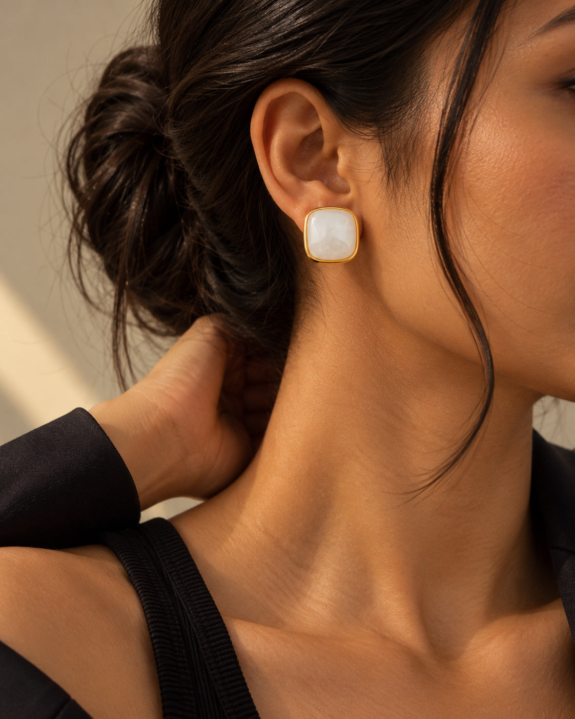 Cognac Resin Cushion Statement Stud Earrings
