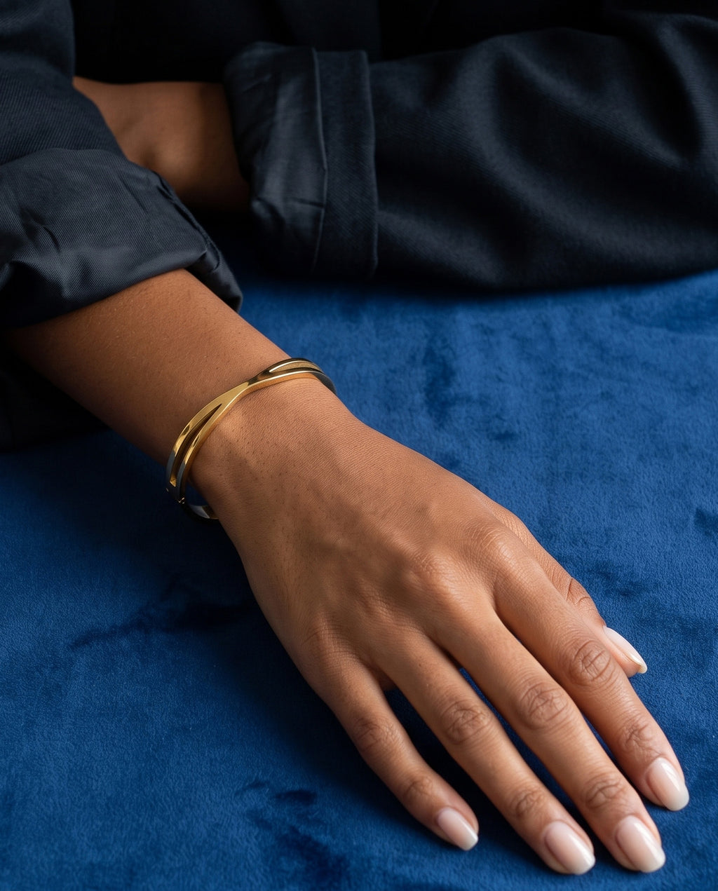 Infinity Cross Side Lock Cuff Bracelet