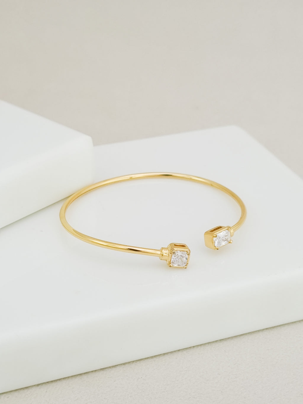 Baguette CZ Twin Open Cuff Bracelet