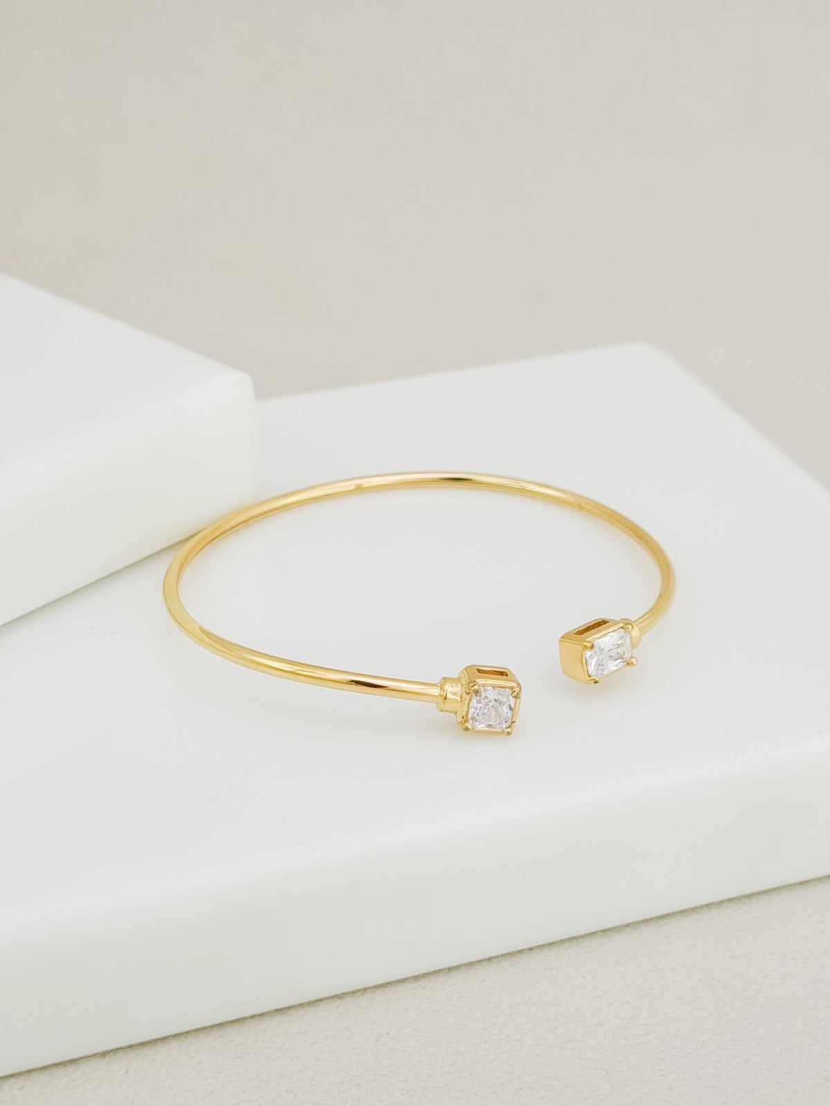 Baguette CZ Twin Open Cuff Bracelet