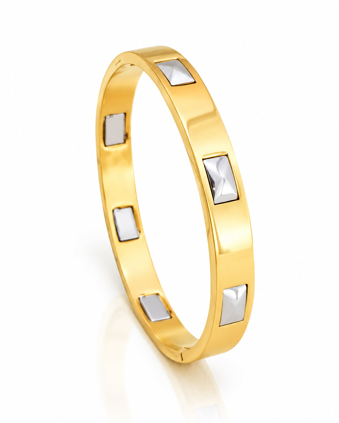 Pyramid Stud Side Lock Cuff Bracelet