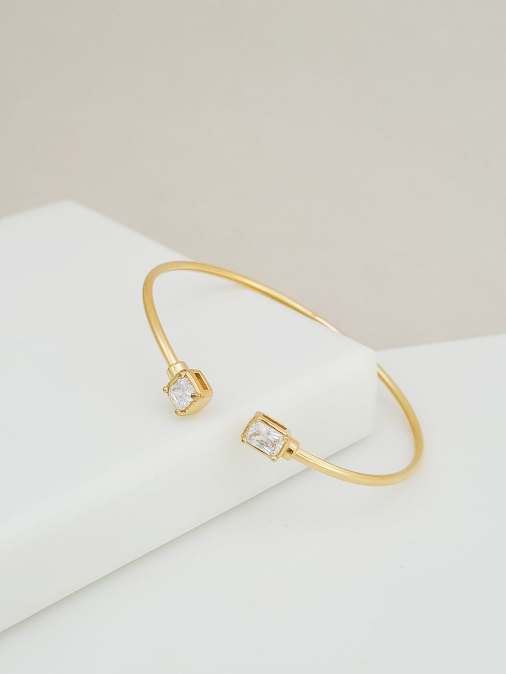 Baguette CZ Twin Open Cuff Bracelet