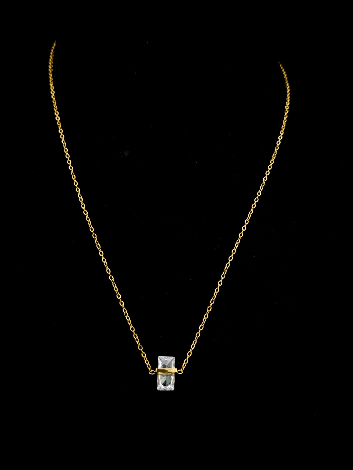 Baguette CZ Frame Slider Necklace