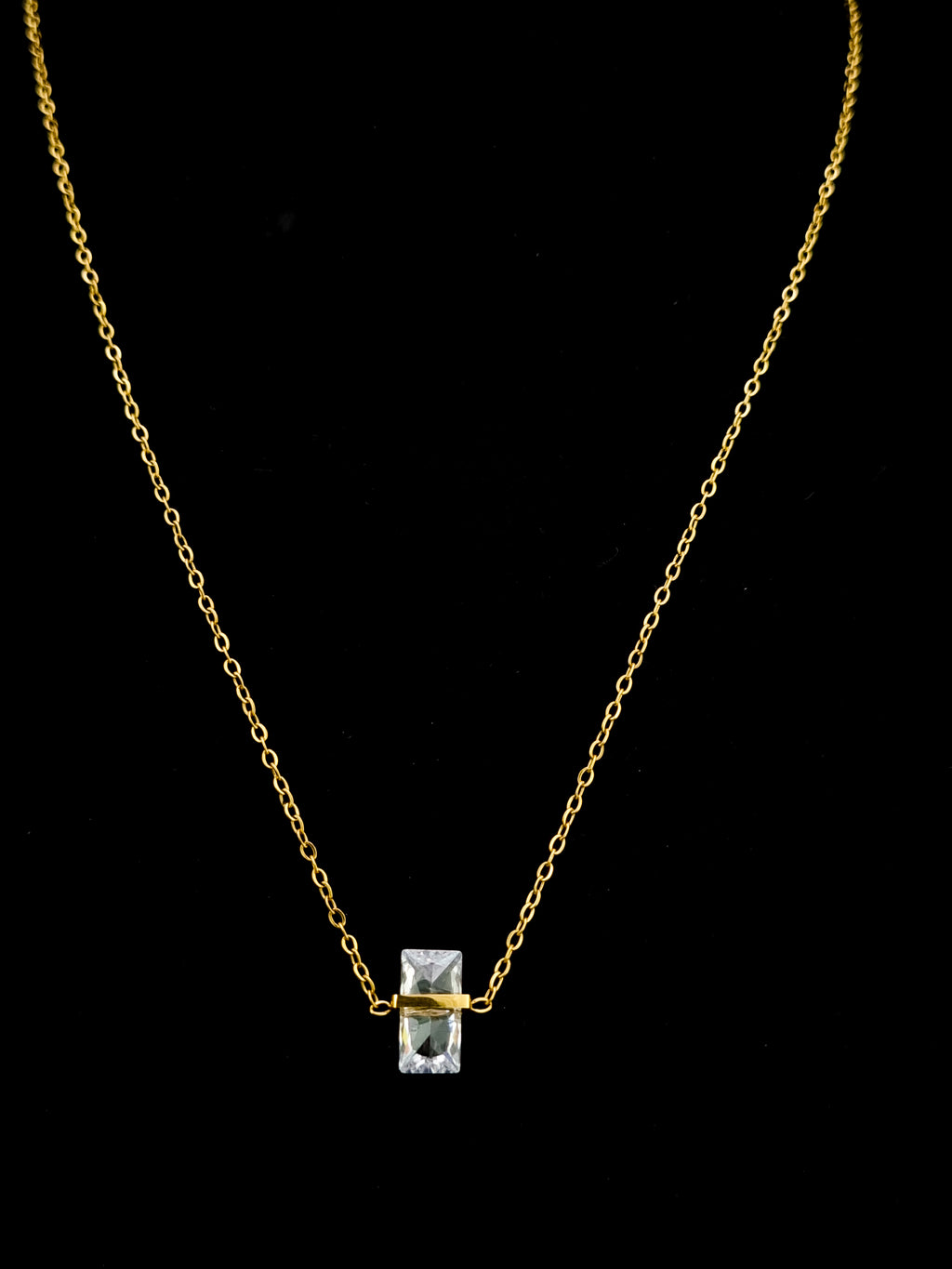 Baguette CZ Frame Slider Necklace