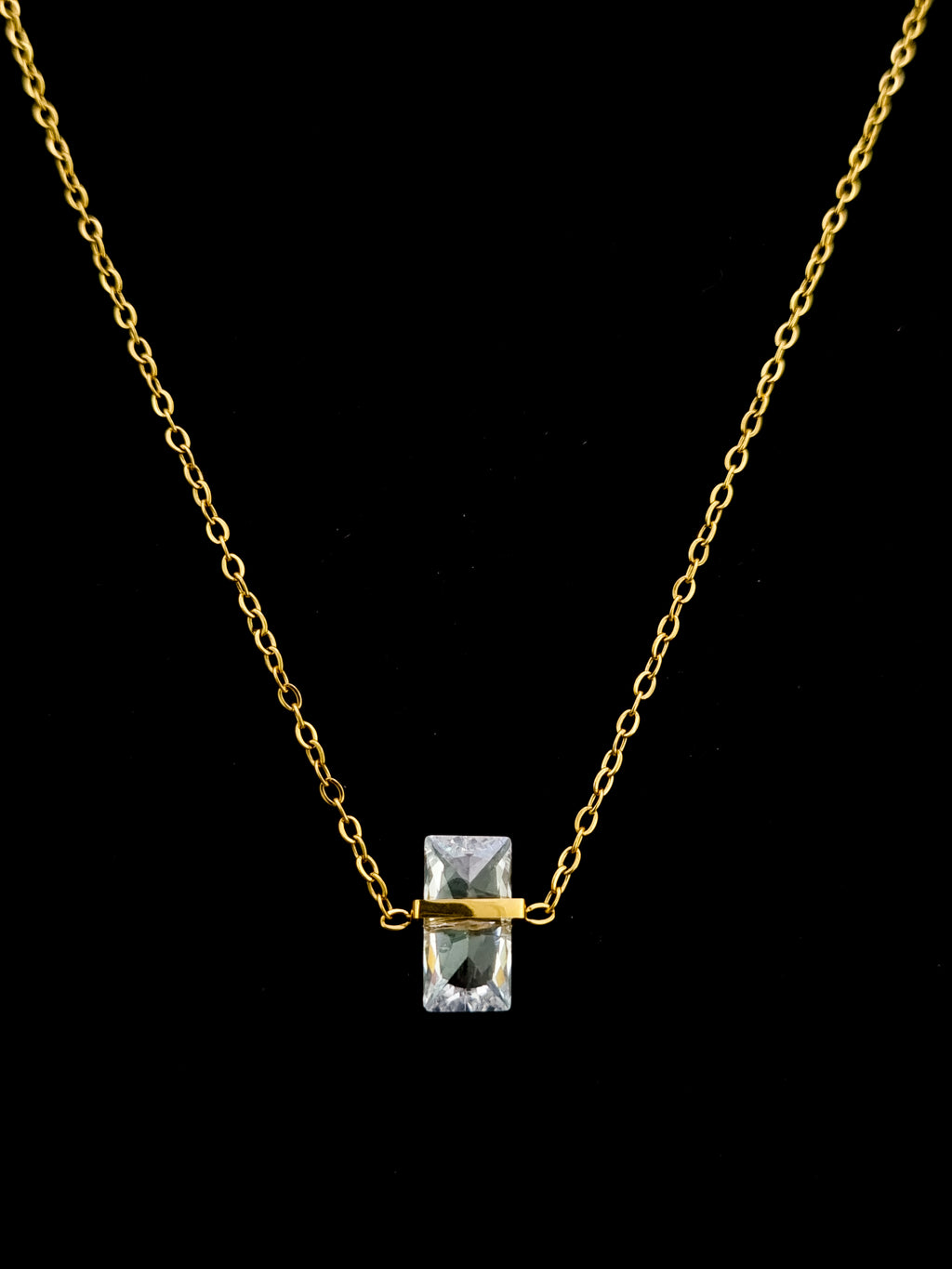 Baguette CZ Frame Slider Necklace