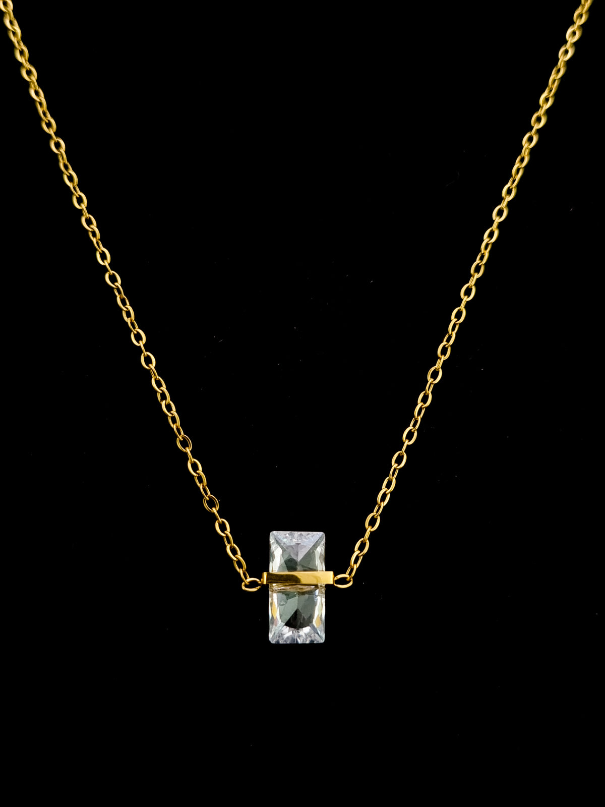 Baguette CZ Frame Slider Necklace