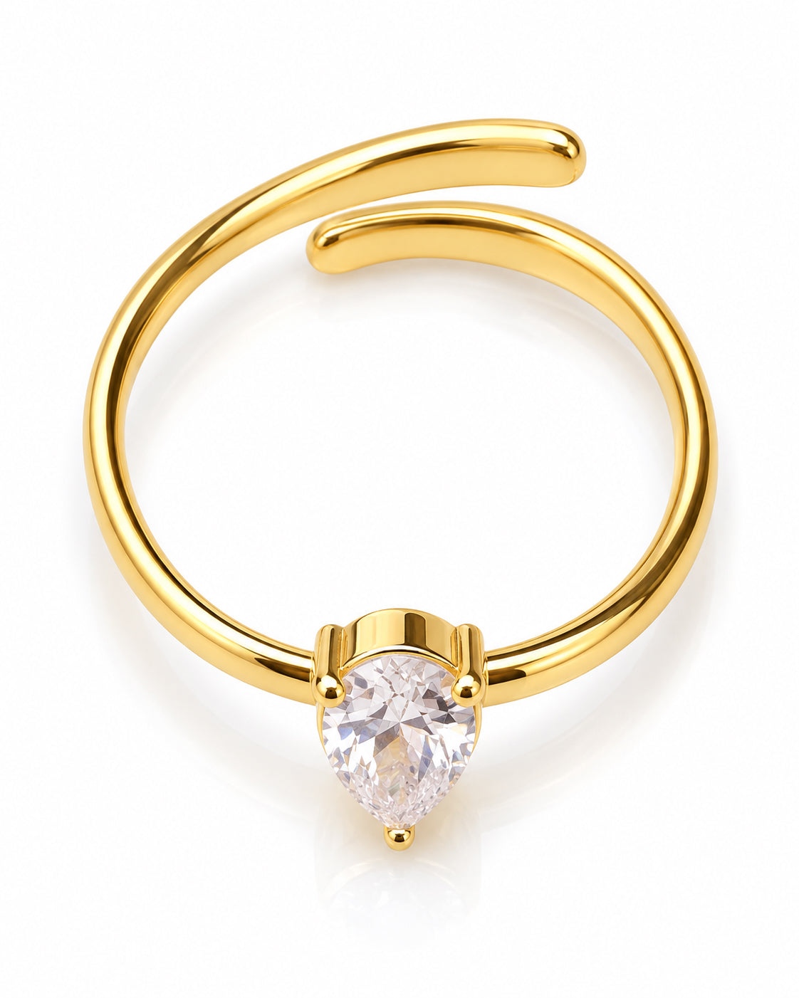 Pear CZ Adjustable Wrap Ring