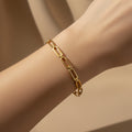 Waterproof gold paperclip bracelet, 18K gold plated link bracelet, anti-tarnish everyday jewelry, Treshire Golden Links.